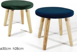 Trade Shop Trade Shop - Sgabello Tondo Blu Pouf Sfoderabile Casa Seduta Comoda Struttura In Legno 30xh28