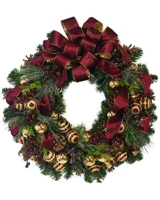 Creative Displays Inc. 26 Evergreen Wreath With Berries, Pinecones, Ornaments And A Bow