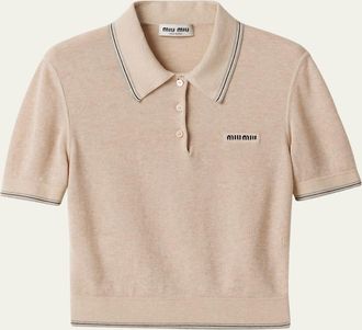 Miu Miu Short-Sleeve Crop Polo Top