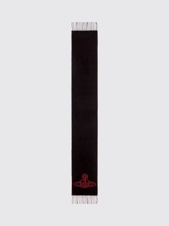 Vivienne Westwood Orb Logo Pattern Wool Scarf with Fringed Edges