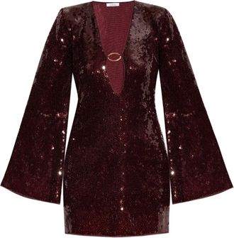 Oséree Abito corto con paillettes e scollo a V - Rosso