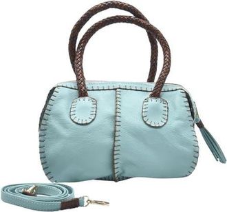 Carlos Falchi Mini Barrel Leather Bag in Teal at Nordstrom