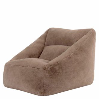 Icon Brand Puf sill&oacute;n de piel sint&eacute;tica de conejo, marr&oacute;n moca