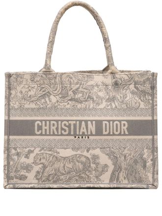Dior 2020 Medium Toile de Jouy Reverse Embroidered Canvas Book tote bag - women - Canvas - One Size - Grey