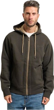 A|X Armani Exchange Jassen, Heren, Bruin, M, Katoen, Bruine Sweater met Fullzip Sluiting