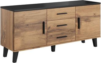 Mirjan24 Mobilier1 - Mueble Tv Larfloi 107, Roble Wotan + Negro, N&uacute;mero De Puertas: 0, N&uacute;mero De Cajones: 0, 150x69x45cm