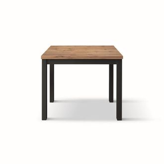 Konte Design Mesa de madera efecto roble, patas antracita, alargada 90x90-180x90cm