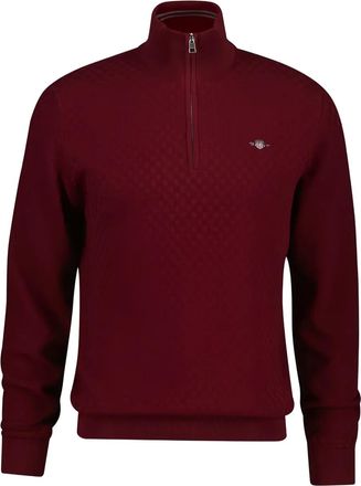 GANT Trui met halve rits - Rood