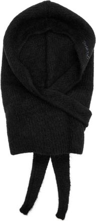 Ganni Logo-embroidered Brushed Wool-blend Balaclava - Black - One Size