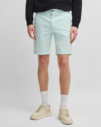Boss Orange by Hugo Boss Mens Slim Fit Chino Shorts in Stretch Cotton Twill - Green - Size 34 (Waist)