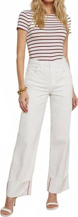 L'agence Miley Cuffed Wide-Leg Jeans In White Red