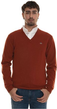 GANT V-hals Pullover - Heren - V-hals truien - Oranje - S - Wol - Truien & Vesten