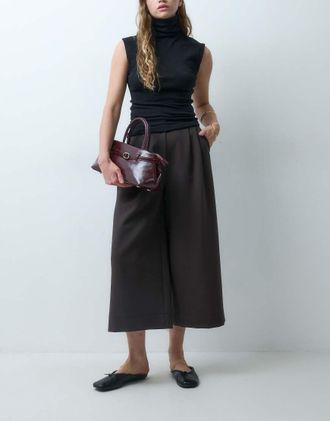 Asos pantaloni sartoriali a gamba larga-Marrone