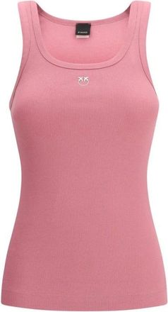 Pinko Sleeveless Tops, female, Pink, Size: XS Cotton Graphic Print Top