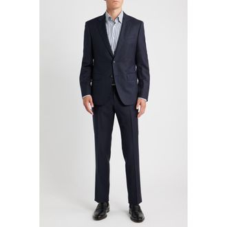 BOSS Huge Slim Fit Navy Pinstripe Wool Suit in Dark Blue at Nordstrom Rack, Size 38 Regular