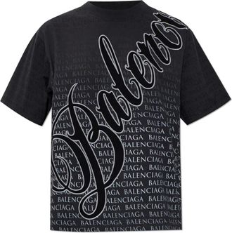 Balenciaga Monogram T-shirt - Dames - T-shirts - Grijs - S - Katoen - Tops