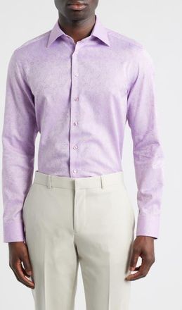 Etro Roma Regular Fit Violet Paisley Jacquard Cotton Dress Shirt in Viola at Nordstrom, Size 44 - R