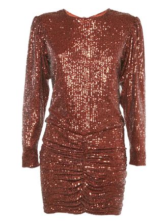 Retrof&ecirc;te sequin ruched mini dress - Brown