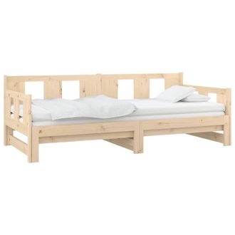 Berkfield Home Pull-out Day Bed Solid Wood Pine 2x(90x190) cm in Light Brown