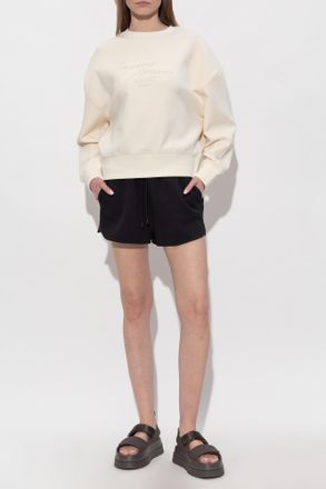 Emporio Armani Sweatshirt With Embroidered Logo, Womens, Cream