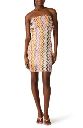 Steve Madden Bryar Print Strapless Dress in Rainbow Vision at Nordstrom, Size X-Large