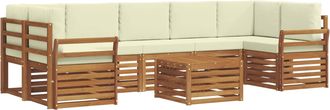 vidaXL Conjunto De Sof&aacute;s De Exterior 8 Uds. Natural Y Crema Vidaxl