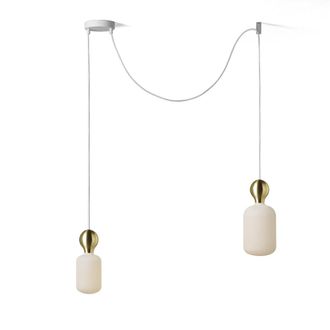 Daylight Italia L&aacute;mpara de techo con 2 pantallas blancas y doradas