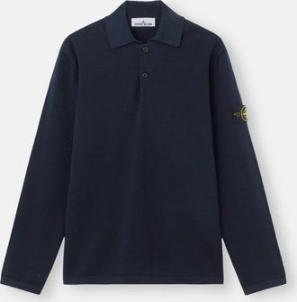 Stone Island Long Sleeves Polo Shirti In Compass Patch
