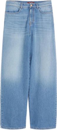 Max Mara Jeans, Dames, Blauw, 2Xs, Denim, Blauwe Denim Jeans met Contrasterend Stiksel