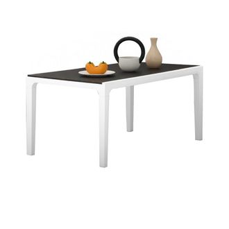 Dmora Mesa De Jard&iacute;n Tornaco, Base De Picnic, Mesa De Comedor De Jard&iacute;n, Banco Multiusos Para Exterior, 160x90 H74 Cm, Blanco Y Gris Oscuro - Dmora