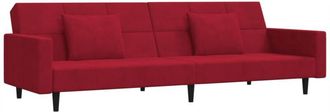 vidaXL Vidaxl - Sof&aacute; Cama De 2 Plazas Con Dos Almohadas Terciopelo Rojo Tinto