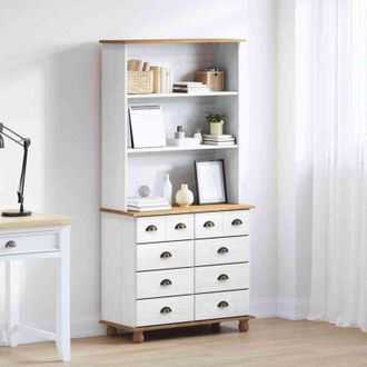 vidaXL Vidaxl - Hutch Con Caj&oacute;n Blanco 91 X 40 X 184 Cm Madera Maciza De Pino