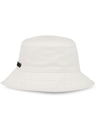 Miu Miu logo-embroidered bucket hat - White