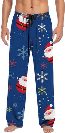 Generic Mens Xmas Pj Bottoms Christmas Warm Pants Lounge Trousers for Men UK Casual Pyjama Bottoms Plus Size with Drawstring Practical Pocket Fashion Design f