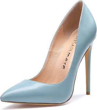 Castamere Womens High Heels Pointed Toe Pumps 4.7IN Stiletto Heels PU Light Blue Shoes EU 42