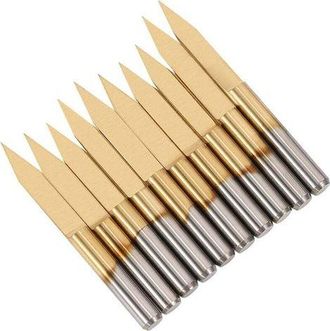 OEM Juego De 10 Brocas Para Fresadora Cnc Ulisem De 3,175 Mm, Puntas De Carburo De 0,1 Mm Y 10 Grados, Con Revestimiento De Titanio