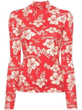 Marine Serre T-shirt met print - Rood