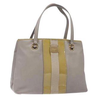 Ferragamo Pre-owned Lederen Handtas - Dames - Pre-owned - Grijs - Maat: ONE Size Leer