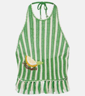 Alemais Al&eacute;mais Sundae crochet embroidered cotton crop top