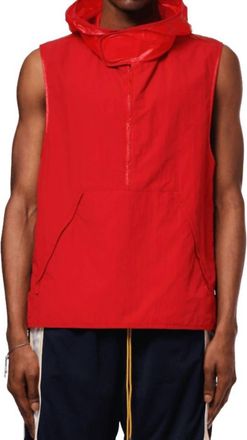 Ferragamo Hooded Windbreaker Vest In Red