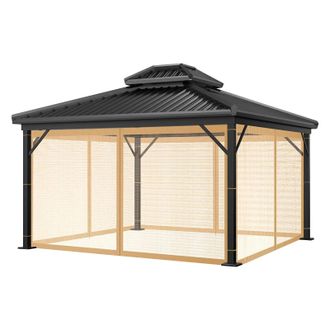 OEM Mosquitera Para Cenador, Paneles Desmontables, Protecci&oacute;n Contra Insectos, Malla Marr&oacute;n Solamente, L360xw360xh230cm-a