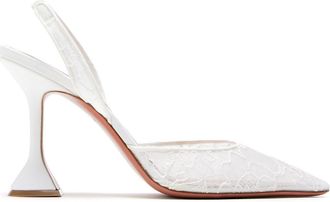 Amina Muaddi 95mm Holli pumps - White