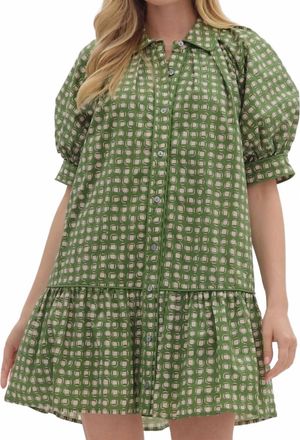 Entro Cubes Dress In Green