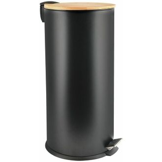 Spirella Spirella - Papelera De Cocina Con Pedal Acero Y Bamb&uacute; Adonis 30l Negro