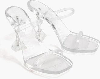 Amina Muaddi Transparent Plexiglass Sandals BRITO with 10cm Spool Heel size 37