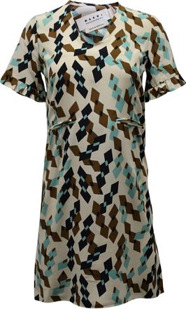 Marni Geometric Shift Dress in Multicolor Print Viscose