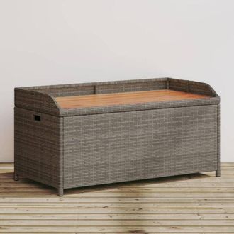 vidaXL Panca Portaoggetti Giardino Grigia 100x50x52 Polyrattan Acacia - Vidaxl