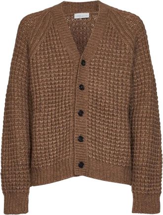 Roberto Collina Truien & Vesten, Heren, Bruin, 2Xl, Wol, Cardigan Ml Punto Militare