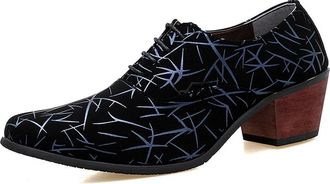 Generic Oxford Formal Shoes for Men Lace Up Round Toe PU Leather Anti-Slip Rubber Sole Resistant Non Slip Low Top Classic(Black Blue,8.5 UK)