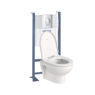 Duravit Pack Inodoro Suspendido Compacto No.1 Sin Borde + Estructura Soporte Grohe Rapid Sl Project + Asiento + Placa Cromada - Duravit